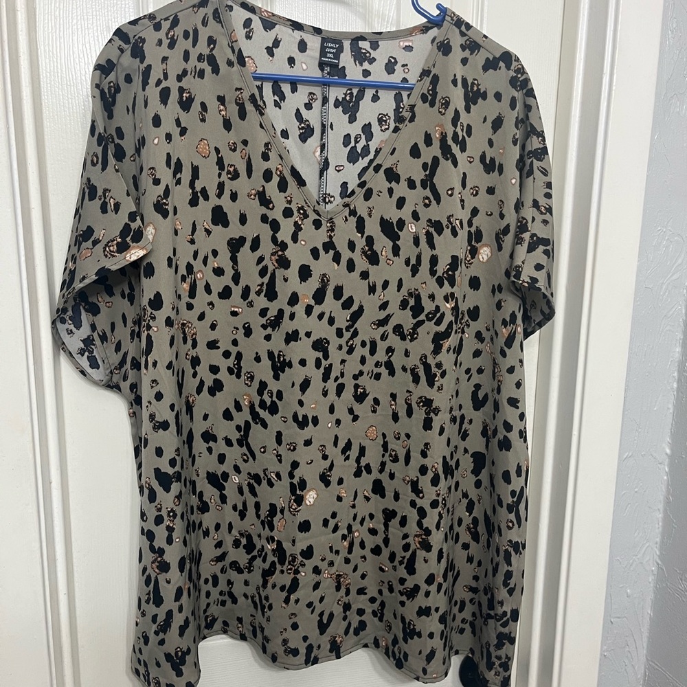 Green Leopard Print Blouse